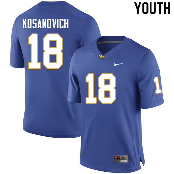 Youth #18 Eli Kosanovich Pitt Panthers College Football Jerseys Sale-Royal